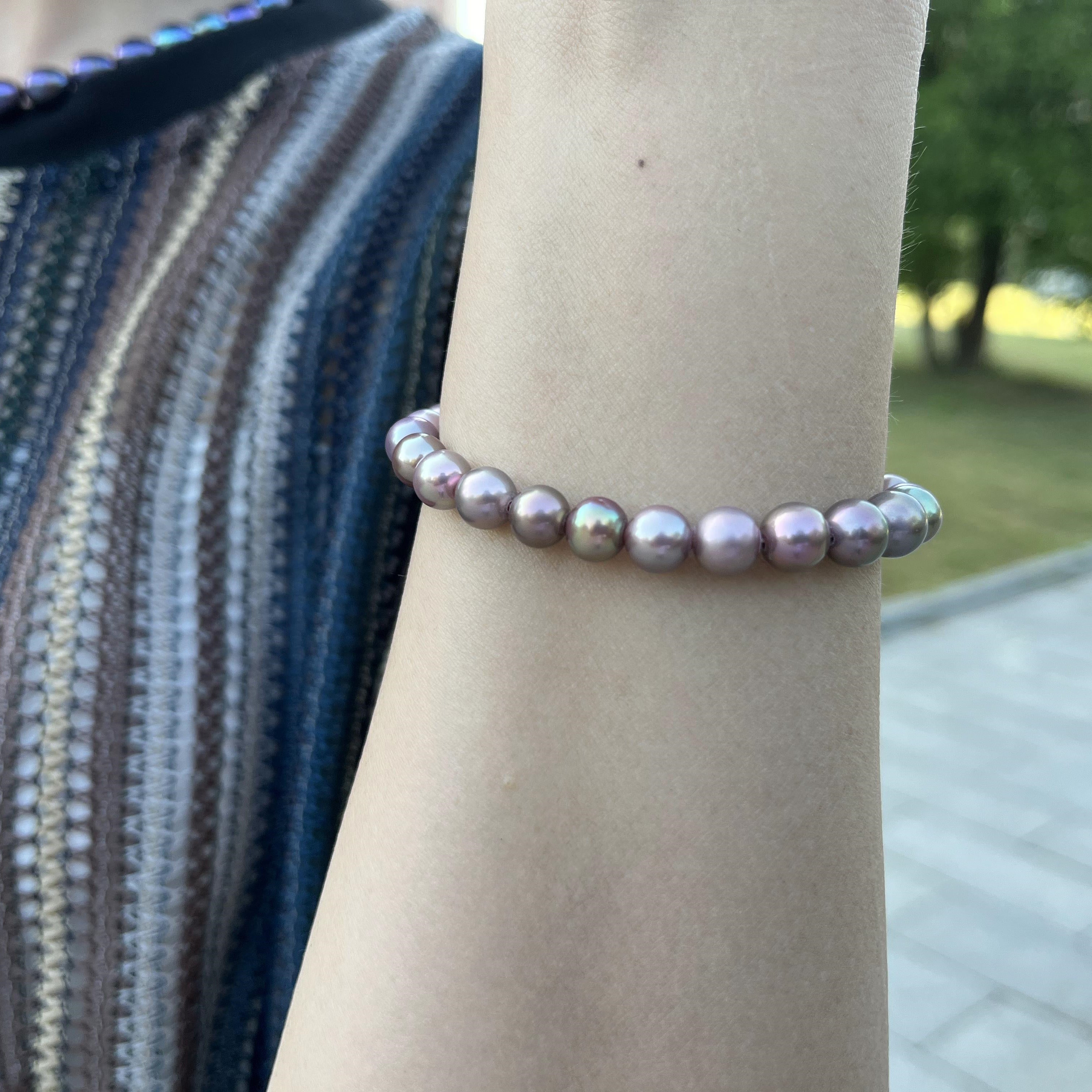 6-7 mm Freshwater Purple Pearl Bracelet / Freshwater Baroque Pearls